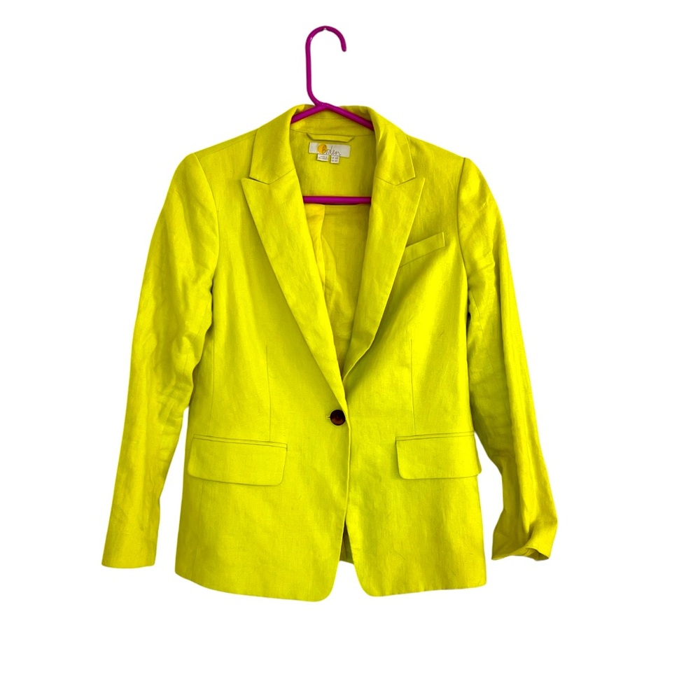 Boden Lime Yellow Single-Button Blazer